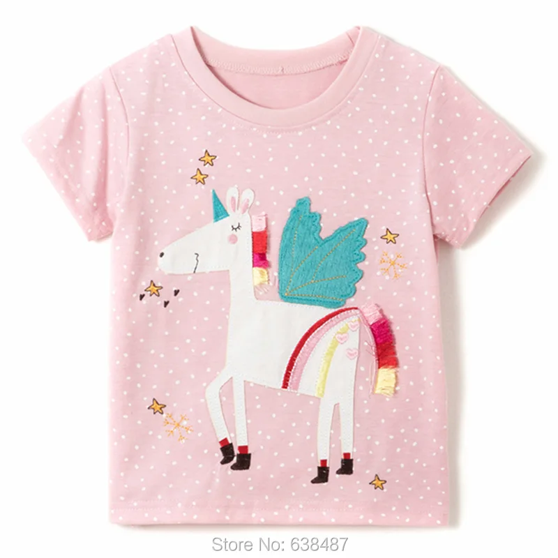 Летняя брендовая трикотажная футболка из 100% хлопка для маленьких девочек