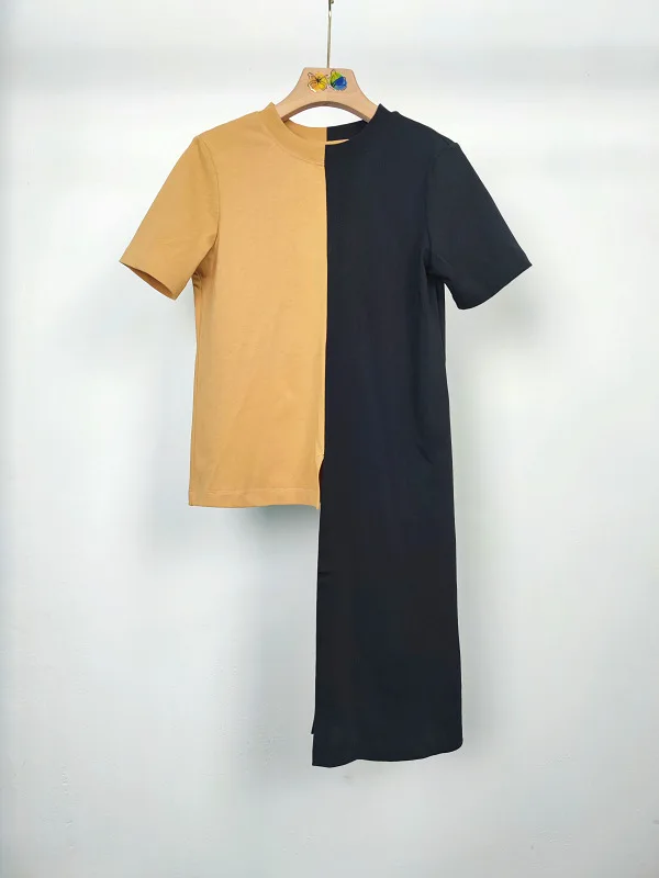 T-shirt Summer New Women's Short Sleeve Pure Cotton Color Contrast Super Fire Irreguler Top
T-shirt Summer New Women's Short Sleeve Pure Cotton Color Contrast Super Fire Irreguler Top