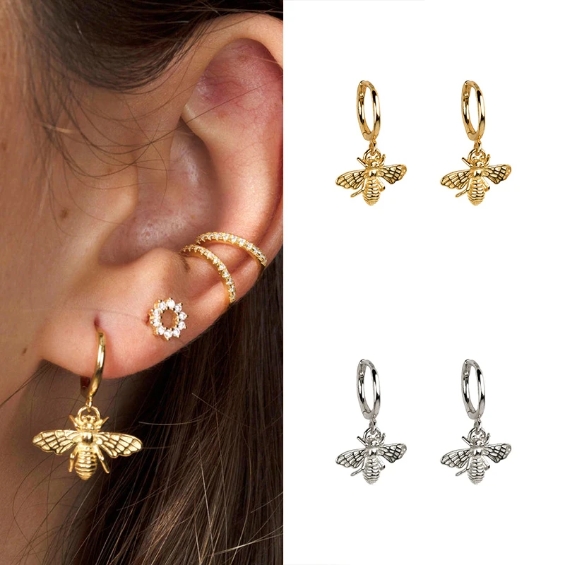 925 Sterling Silver Tiny Insect bee Stud Earrings For Women Gold silver color punk Pendant Earring Korean Fashion Jewelry Gift
925 Sterling Silver Tiny Insect bee Stud Earrings For Women Gold silver color punk Pendant Earring Korean Fashion Jewelry Gift