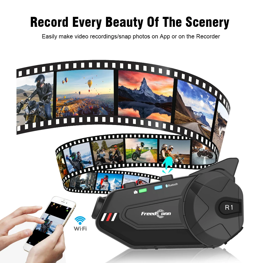 Freedconn R1 Plus Motorcycle Intercom Group 6 Riders Bluetooth WIFI 1080P DVR Recorder Helmet Interphone for Capture Video Sound
Freedconn R1 Plus Motorcycle Intercom Group 6 Riders Bluetooth WIFI 1080P DVR Recorder Helmet Interphone for Capture Video Sound