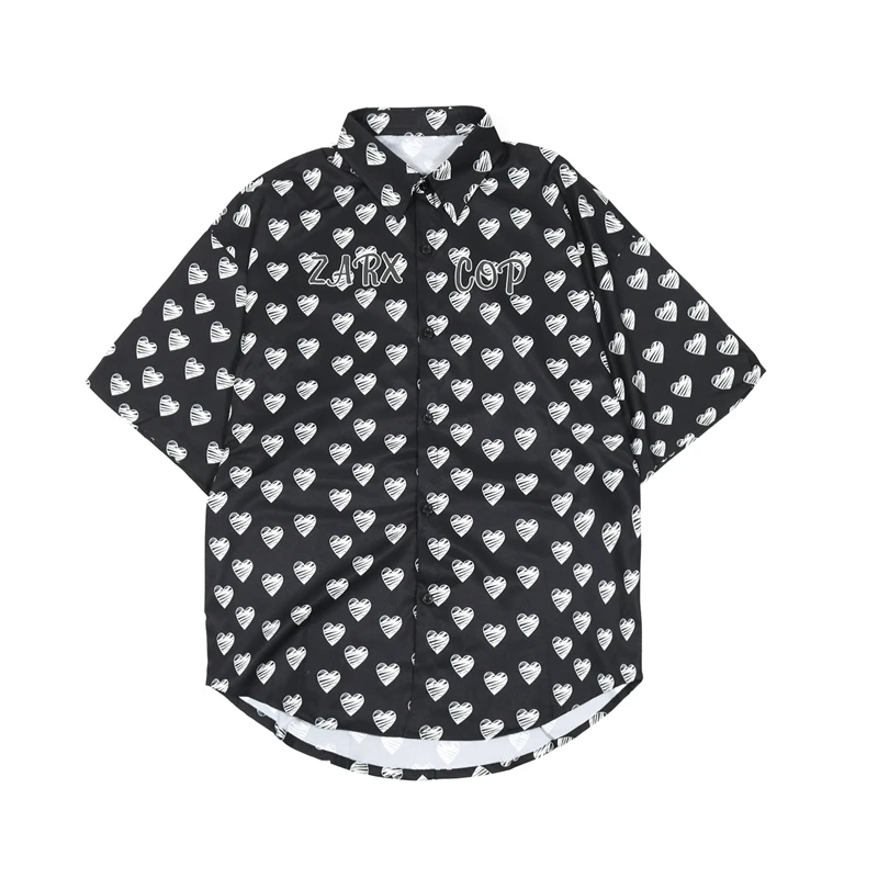 Summer Shirt Women Oversize Harajuku Cartoon Love Pattern Print Loose Short Sleeve Square Collar Blouse Straight Single Breasted
Summer Shirt Women Oversize Harajuku Cartoon Love Pattern Print Loose Short Sleeve Square Collar Blouse Straight Single Breasted