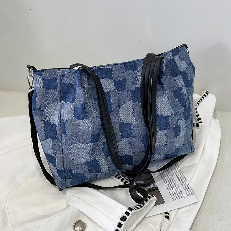 Women's Shopping Bag 2021 New Fashion Large Capacity Soft Plaid Canvas Crossbody Bag Blue Black Shoulder Business Shopper Bag
Women's Shopping Bag 2021 New Fashion Large Capacity Soft Plaid Canvas Crossbody Bag Blue Black Shoulder Business Shopper Bag