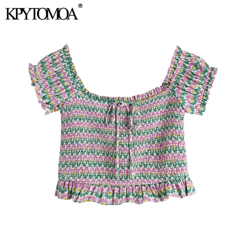 KPYTOMOA Women 2021 Sweet Fashion Smocked Cropped Floral Print Blouses Vintage Short Sleeve Ruffled Female Shirts Chic Tops
KPYTOMOA Women 2021 Sweet Fashion Smocked Cropped Floral Print Blouses Vintage Short Sleeve Ruffled Female Shirts Chic Tops