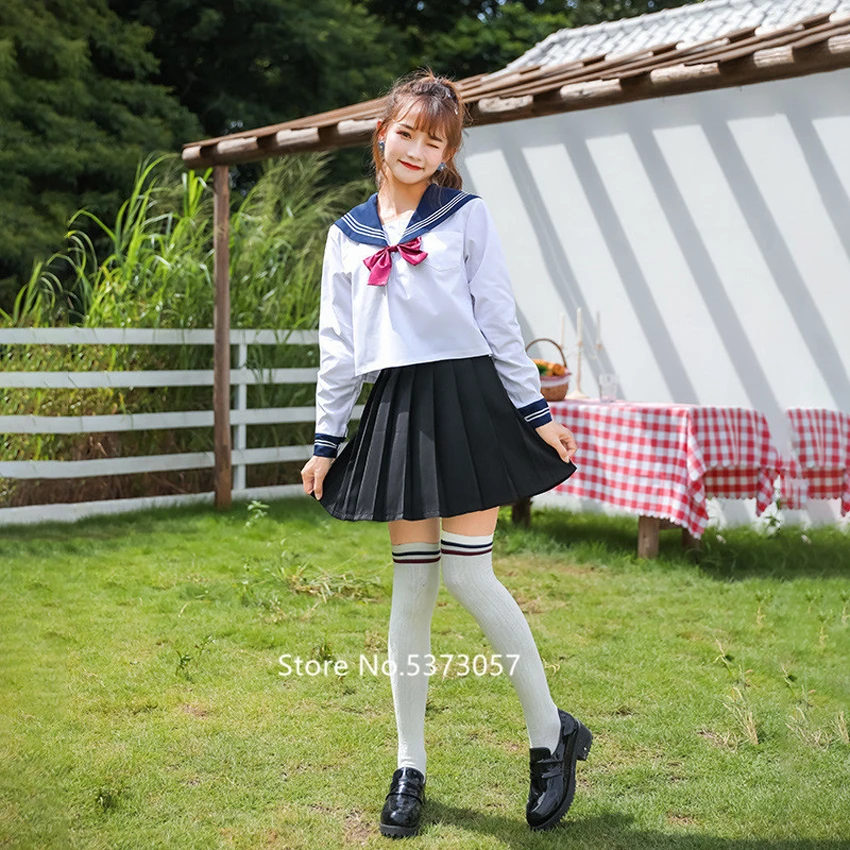 Japanese High School Sailor Uniform Full Sleeve Collar Skirts for Girl Kawaii Korean Fashion Clothing Navy Women Anime Cosplay
Japanese High School Sailor Uniform Full Sleeve Collar Skirts for Girl Kawaii Korean Fashion Clothing Navy Women Anime Cosplay
