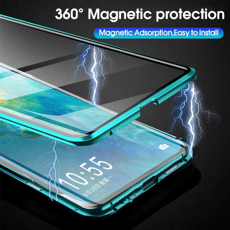 Чехол для Note 10 S10 S8 Plus A50 A70 360 металлический магнитный чехол из закаленного стекла