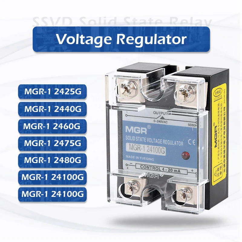 SSVD MGR With Cover Esistance Voltage Regulator 0-240V AC/0-380V AC Output Single-phase AC Solid State Relay Voltage Adjuster
SSVD MGR With Cover Esistance Voltage Regulator 0-240V AC/0-380V AC Output Single-phase AC Solid State Relay Voltage Adjuster
