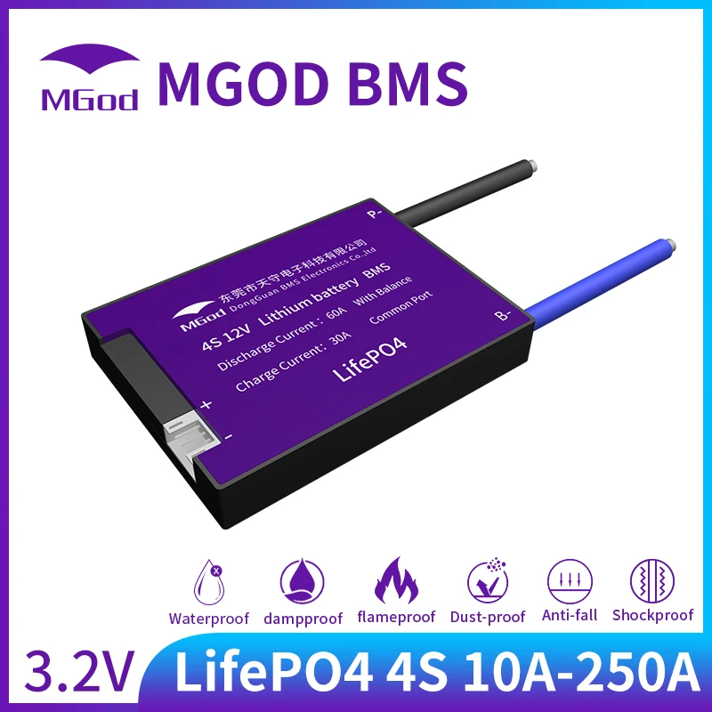 Аккумуляторная батарея BMS LifePo4 4S 12 В 3 2 18650 аккумулятор 15A 20A 30A 40A 100A 200A 300A