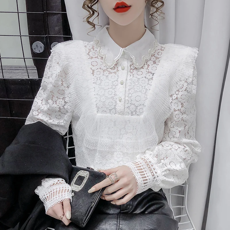 Solid Ladies Lace female harajuku Shirts Blusas Feminine 2021 New Lace Pleated Long sleeves White Women Blouse Shirt 550C
Solid Ladies Lace female harajuku Shirts Blusas Feminine 2021 New Lace Pleated Long sleeves White Women Blouse Shirt 550C