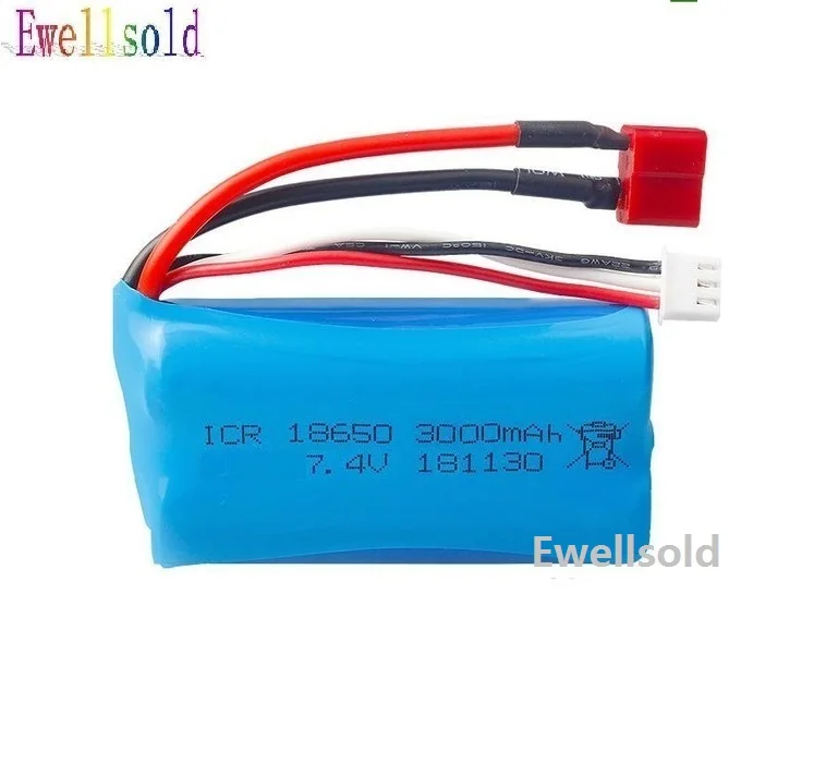 Ewellselling 1 5 шт. 18650 7 4 в 3000 мАч литий полимерная батарея 2S T PLUG для Wltoys 10428 12428 12423 Q46 144001