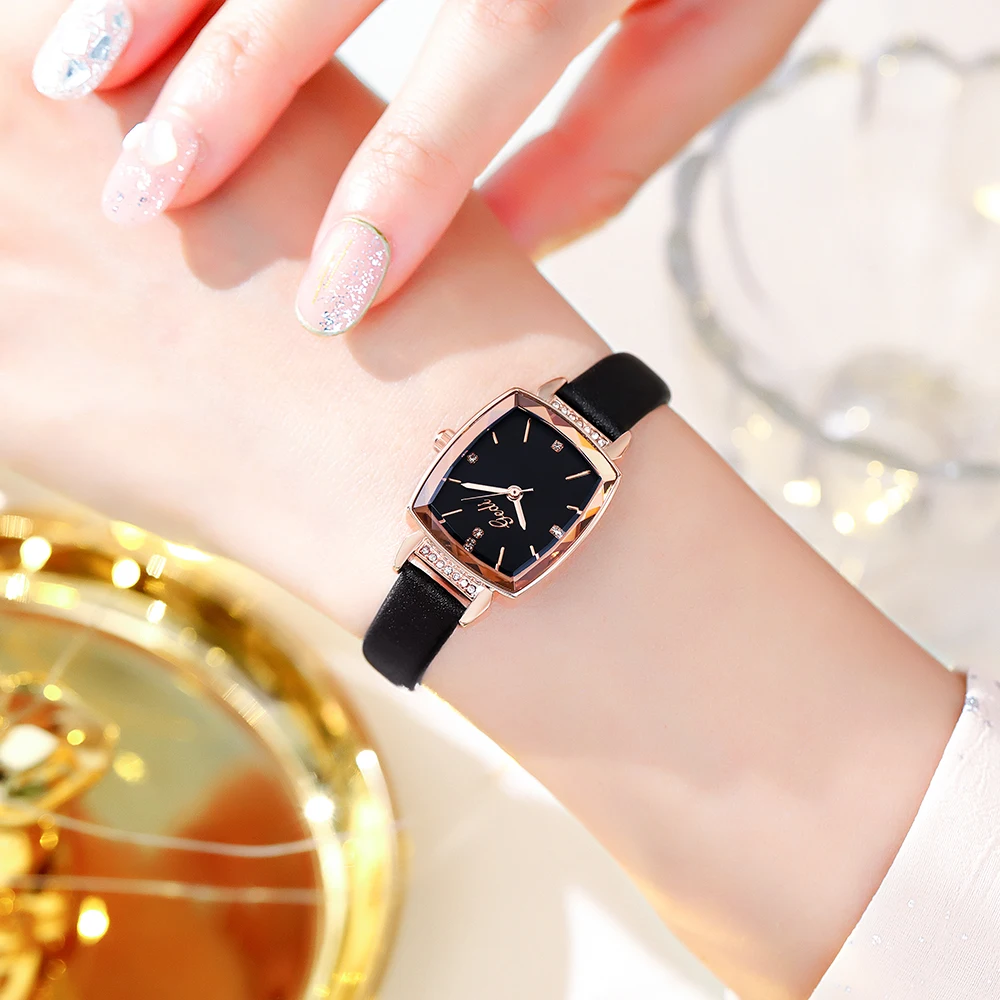 GEDI Small Women's Quartz Bracelet Watch Luxury Brand Rose Gold Red Rectangle Analog Ladies Wrist For Women Zegarek Damski | Наручные