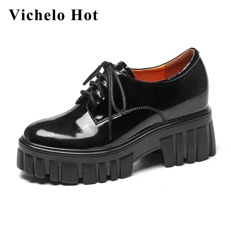 Женские туфли на толстой подошве Vichelo, однотонные повседневные туфли из натуральной кожи, с круглым носком, на шнуровке, ручная работа, L80
Женские туфли на толстой подошве Vichelo, однотонные повседневные туфли из натуральной кожи, с круглым носком, на шнуровке, ручная работа, L80