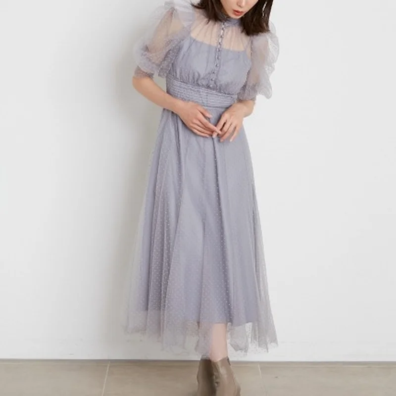 New spring fashion women's dress with mesh sweet and puff sleeve casual all-match slim office Vestidos elegant ladies dress
New spring fashion women's dress with mesh sweet and puff sleeve casual all-match slim office Vestidos elegant ladies dress