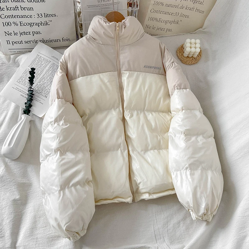 Gentle Spliced Solid Ladies Winter Coat Short Stand Collar Thick Female Parka Thick Warm All-Match Loose Women's Cotton Jacket
Gentle Spliced Solid Ladies Winter Coat Short Stand Collar Thick Female Parka Thick Warm All-Match Loose Women's Cotton Jacket