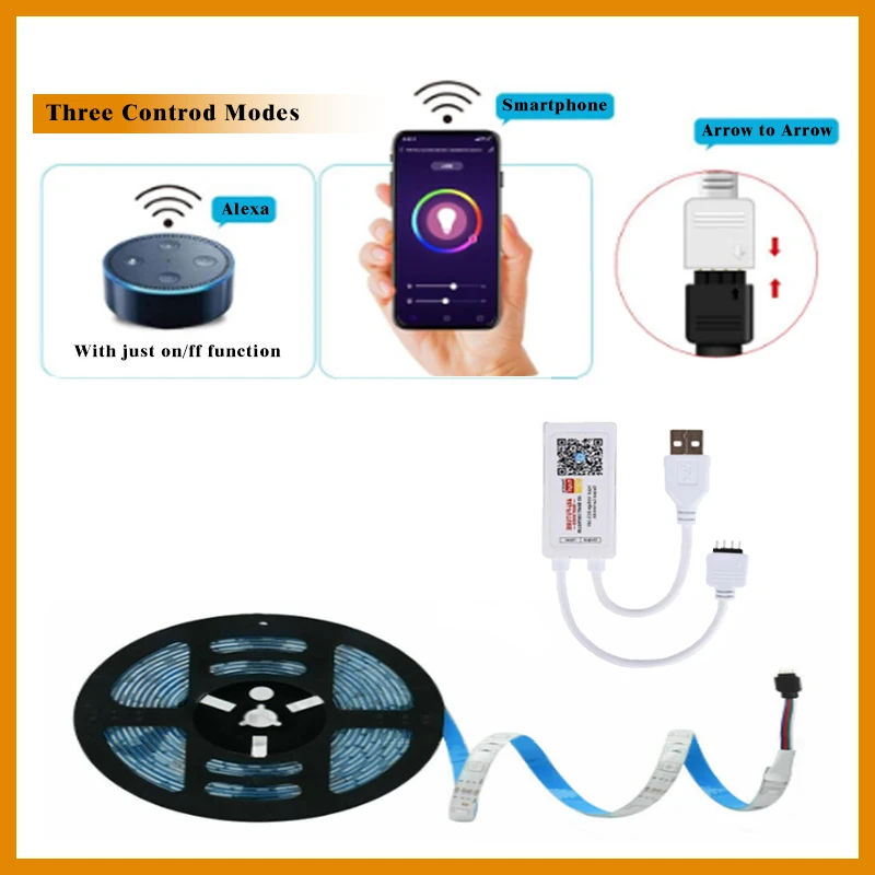 

Controle Inteligente Life Rgb Wi-fi, App Dc 5v Usb, Que Muda De Cor, Com Modo Temporizador, Para 5v 2835 5050, Faixa De Luz Rgb