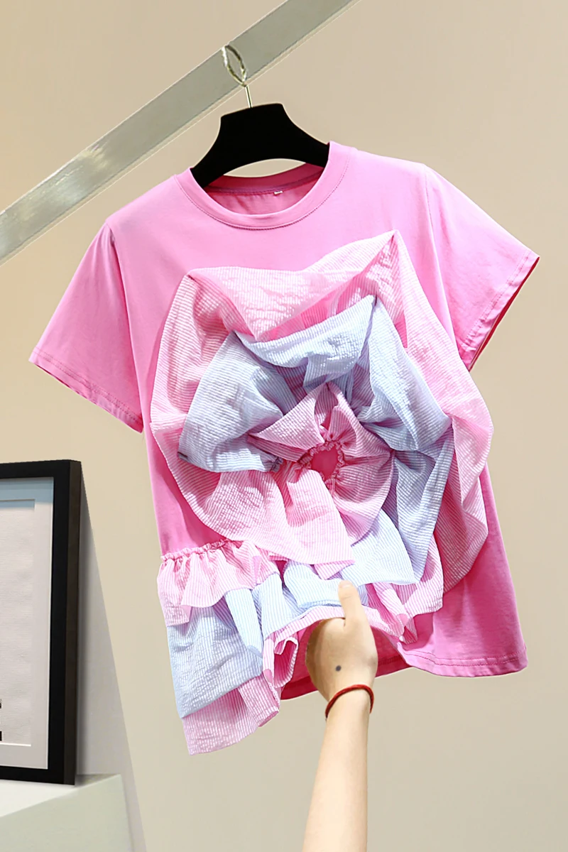 Three-Dimensional Flower Short-Sleeved T-shirt Women 2021 Spring Summer Korean Thin Striped Top Woman Tshirt Tees Basic T-shirts
Three-Dimensional Flower Short-Sleeved T-shirt Women 2021 Spring Summer Korean Thin Striped Top Woman Tshirt Tees Basic T-shirts