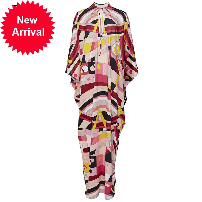 2021 Runway Elegant knitted Silk Maxi Dresses Women Plus size V-Neck Batwing Sleeve Printed Loose Long Dress robe
2021 Runway Elegant knitted Silk Maxi Dresses Women Plus size V-Neck Batwing Sleeve Printed Loose Long Dress robe