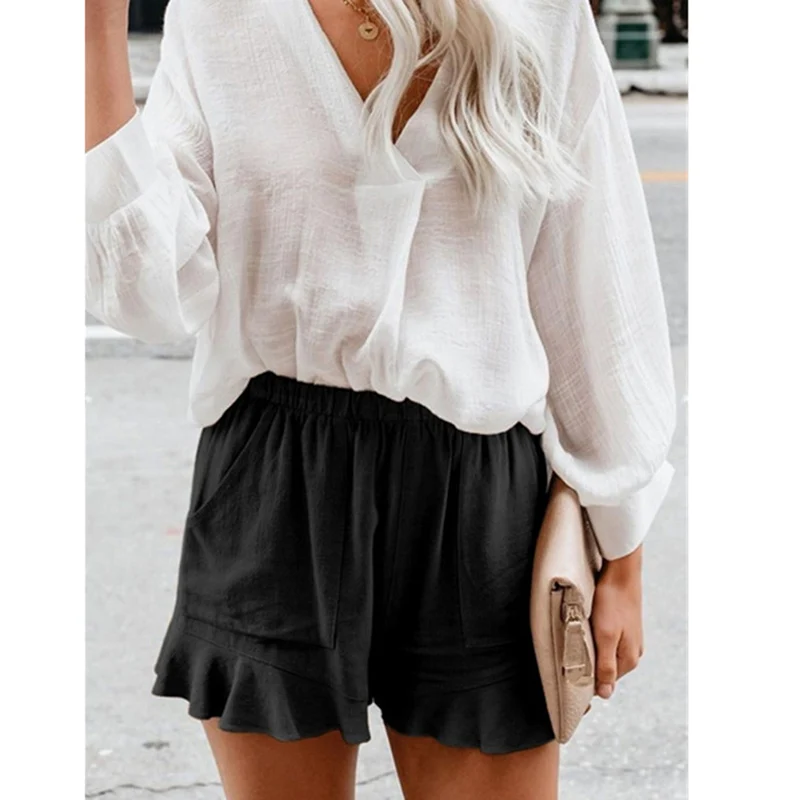 New Ladies Shorts Female Casual Loose Shorts Women Elegant Elastic Waist Ruffles Were Thin Shorts For Women
New Ladies Shorts Female Casual Loose Shorts Women Elegant Elastic Waist Ruffles Were Thin Shorts For Women