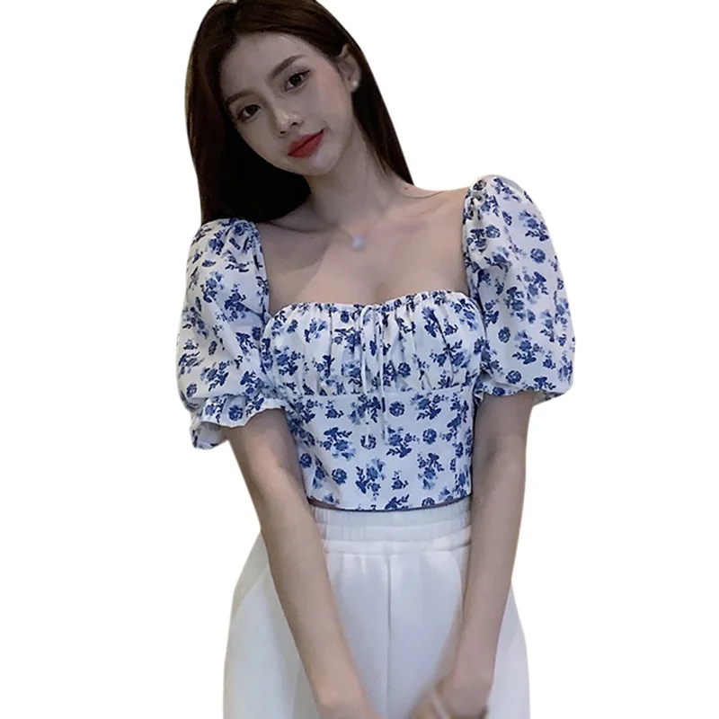 Women Square Neck Bubble Sleeve Floral Shirt Short Sleeve Lace Up Short Slim Shirts Top
Women Square Neck Bubble Sleeve Floral Shirt Short Sleeve Lace Up Short Slim Shirts Top
