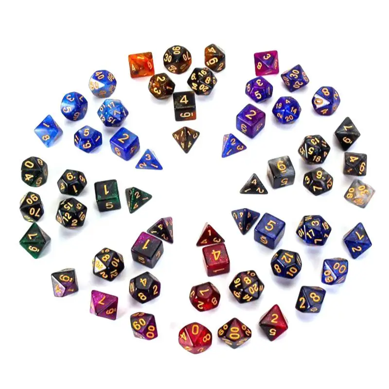 Акриловые многогранные игральные кости 4-100 по бокам для игры в РПГ DND MTG набор