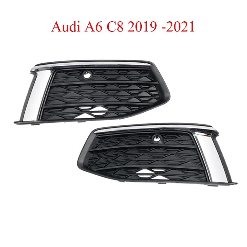 

Auto Left Right Side Front Lower Bumper Fog Light Grille Grill Cover Frame Trim For Audi A6 C8 2019 2020 2021Car Styling