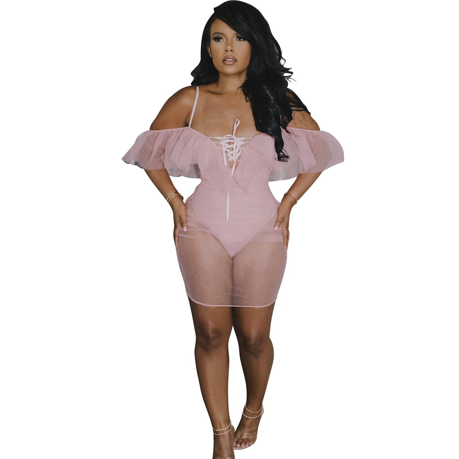 Fashion Ruffles Mesh Women Short Jumpsuits Sexy Summer Holidays Spaghetti Lace up Skinny Bodycon Rompers Beach Club 2021
Fashion Ruffles Mesh Women Short Jumpsuits Sexy Summer Holidays Spaghetti Lace up Skinny Bodycon Rompers Beach Club 2021