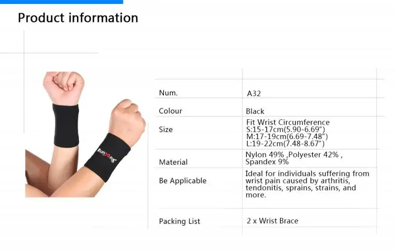 Black Breathable Elastic Sport Wristband Carpal Wrist Brace Sweatband For Sport Weightlifting Yoga Tennis Armband Wrist Support
Black Breathable Elastic Sport Wristband Carpal Wrist Brace Sweatband For Sport Weightlifting Yoga Tennis Armband Wrist Support