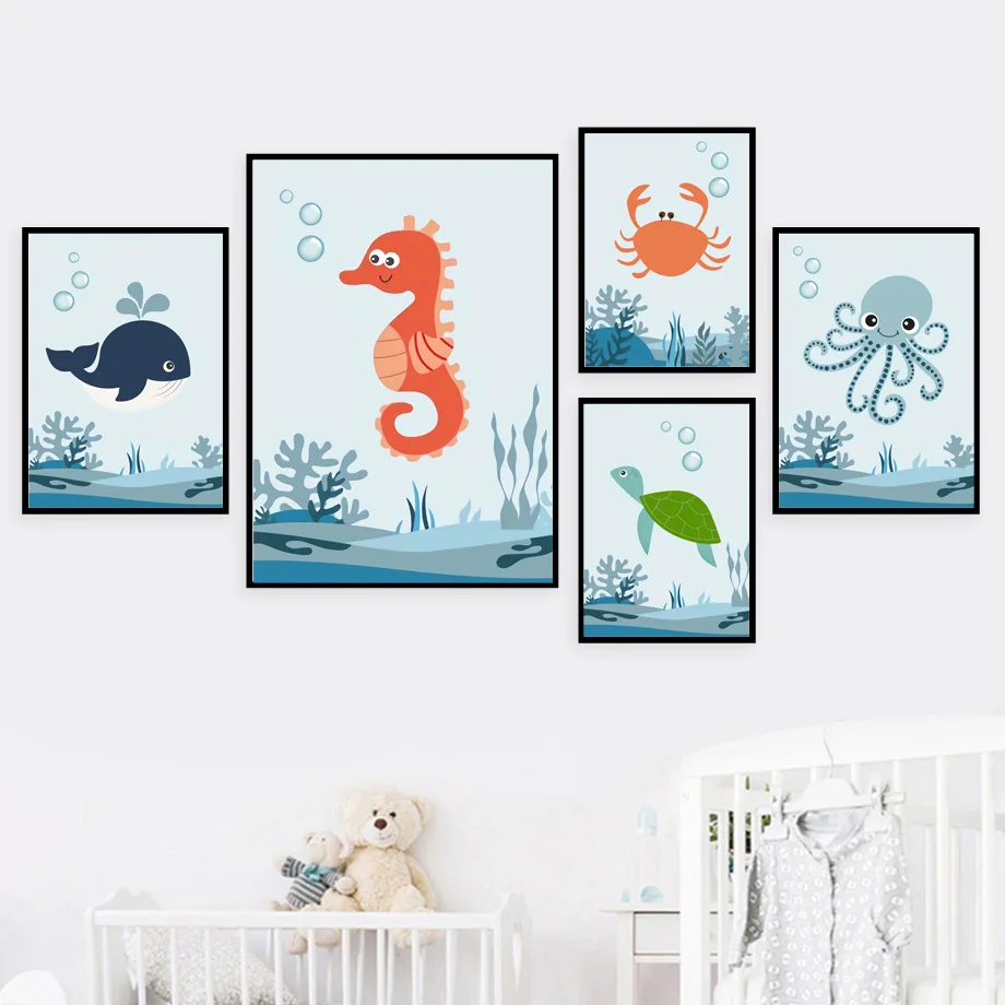 Seahorse Whale Sea Turtle Octopus Crab Starfish Wall Art Canvas Painting Nordic Posters And Prints Wall Pictures Kids Room Decor
Seahorse Whale Sea Turtle Octopus Crab Starfish Wall Art Canvas Painting Nordic Posters And Prints Wall Pictures Kids Room Decor