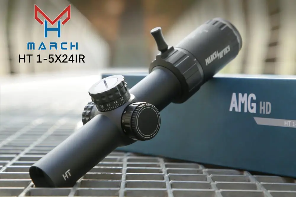 

March HT 1-5X24IR Fixed Optic Riflescope With Light Sight HK Rifle Scope for Hunting Sniper Airsoft Air Guns Red Dot With Mounts