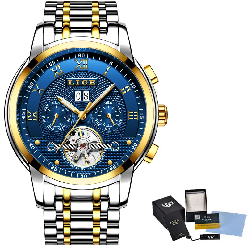 LIGE Classic Business Watch Men Automatic Mechanical Tourbillon Watch Luxury Fashion Stainless Steel Waterproof Sports Watch Men
LIGE Classic Business Watch Men Automatic Mechanical Tourbillon Watch Luxury Fashion Stainless Steel Waterproof Sports Watch Men