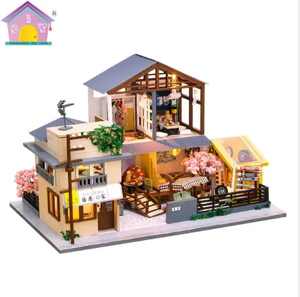 

Big size DIY Dollhouse Model villa Wooden Miniature Doll Houses Assemble Kits Casa with Furnitures House Toys for Children