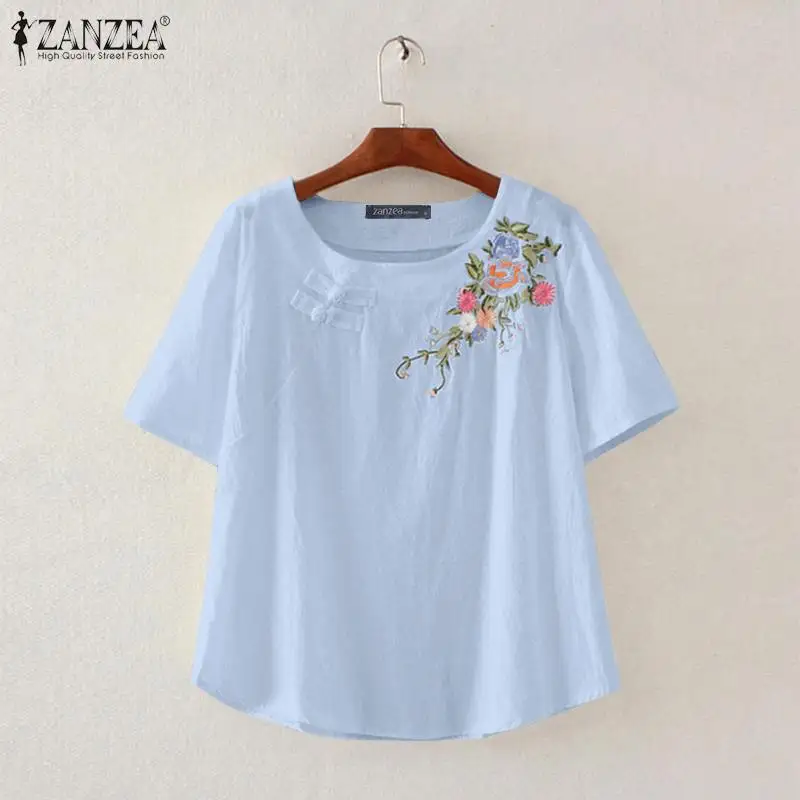 2021 Summer Womens Blouse ZANZEA Floral Embroidered Tops Tunic Fashion Loose Short Sleeve Blusa Casual O Neck Cotton Blouse
2021 Summer Womens Blouse ZANZEA Floral Embroidered Tops Tunic Fashion Loose Short Sleeve Blusa Casual O Neck Cotton Blouse