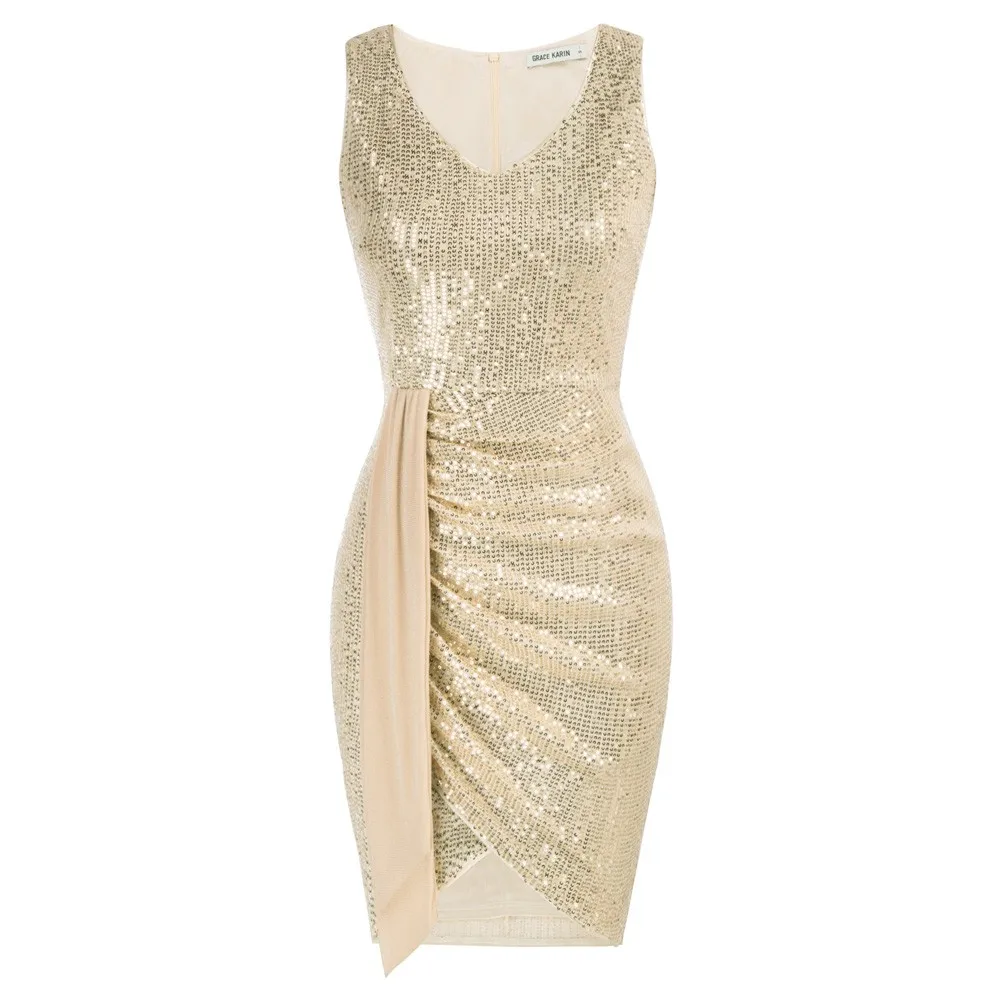 GRACE KARIN Women Sparkly Sequin Mini Dress Sleeveless V Neck Sexy Club Party Cocktail Dress above knee bodycon Dresses A30
GRACE KARIN Women Sparkly Sequin Mini Dress Sleeveless V Neck Sexy Club Party Cocktail Dress above knee bodycon Dresses A30