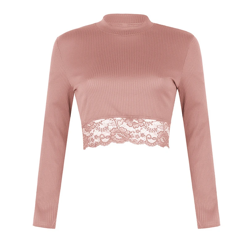 Pink T-shirt Women Girls Short Tshirt Crop Tops Solid Lace Embroidery Patchwork Cotton Multi Colors Long Sleeve Spring T0D303A
Pink T-shirt Women Girls Short Tshirt Crop Tops Solid Lace Embroidery Patchwork Cotton Multi Colors Long Sleeve Spring T0D303A