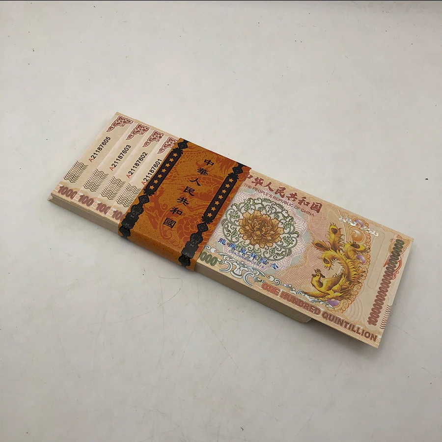 HOT 100pcs Chinese Dragon and Phoenix ONE hundred quintillion Paper Banknotes Not Currency Anti-Fake Bills Collectibles
HOT 100pcs Chinese Dragon and Phoenix ONE hundred quintillion Paper Banknotes Not Currency Anti-Fake Bills Collectibles