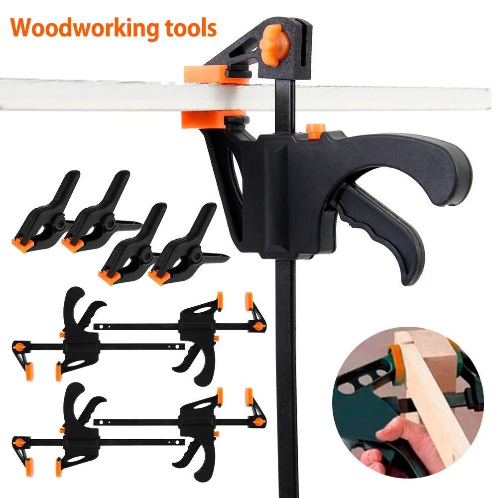 8 Pcs/Set Spring Clamps Working F-Clamps 4 Inches Quick Grip Spring Clamps Ratchet Bar Clamps DIY Tools Woodworking Applications 
8 Pcs/Set Spring Clamps Working F-Clamps 4 Inches Quick Grip Spring Clamps Ratchet Bar Clamps DIY Tools Woodworking Applications