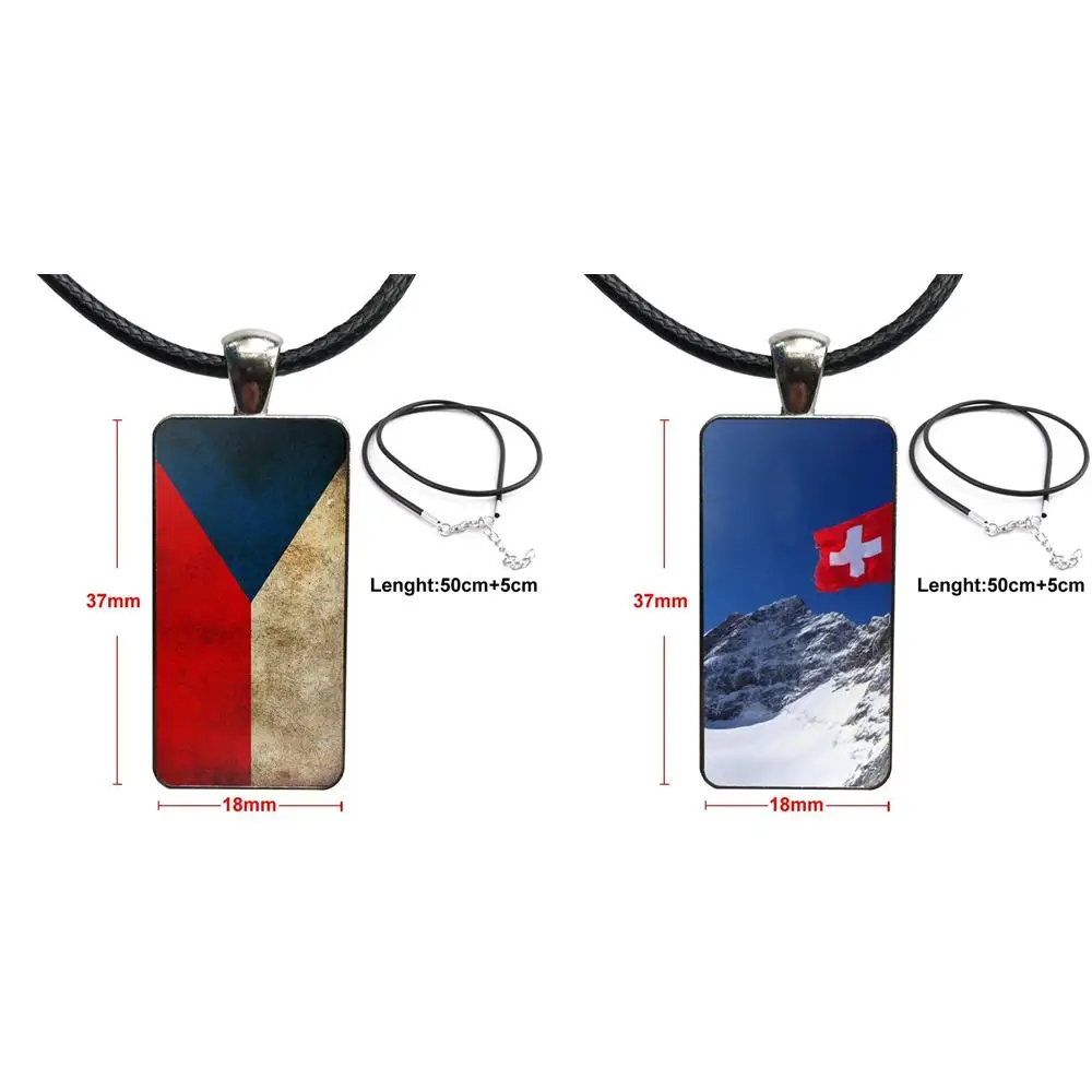 For Wedding Glass Pendant Necklace Handmade Half Rectangle Czech Republic Switzerland Germany Flag Diy | Украшения и аксессуары