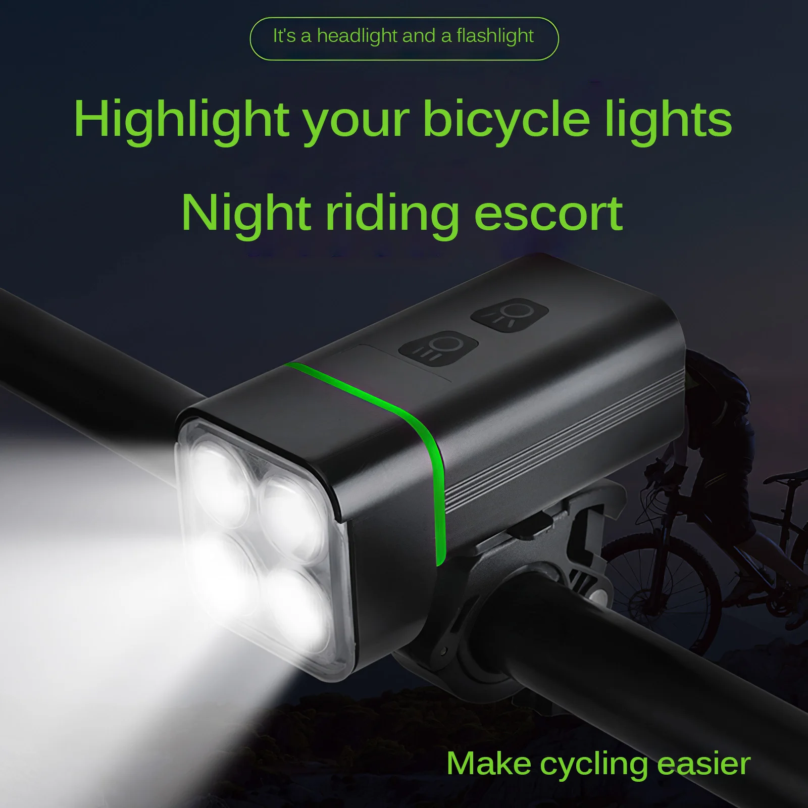 Bicycle Front Light Mountain Bike Riding Four Lamps Riding Equipment Luminous Aluminum Alloy Practical 4*T6 LED Front Light
Bicycle Front Light Mountain Bike Riding Four Lamps Riding Equipment Luminous Aluminum Alloy Practical 4*T6 LED Front Light