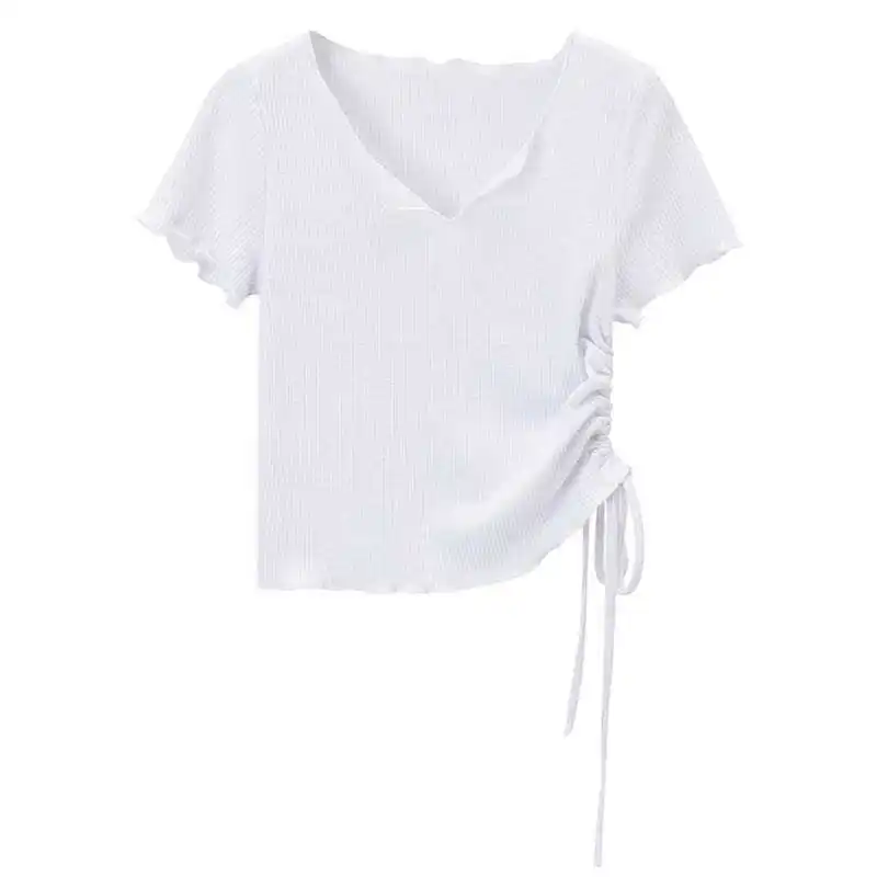 WOMENGAGA 2021 Summer New V-neck Shows Thin And Slim Fashionable Short Sleeve Side Drawstring T-shirt Girl MKD0
WOMENGAGA 2021 Summer New V-neck Shows Thin And Slim Fashionable Short Sleeve Side Drawstring T-shirt Girl MKD0