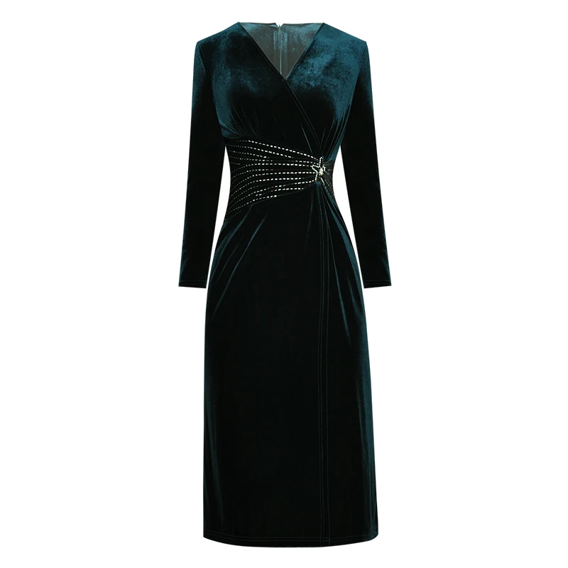 velvet dress lace fabric 2020 winter long sleeve brand high quality V-neck Long sleeve Ruched Beading diamonds Elegant Dresses
velvet dress lace fabric 2020 winter long sleeve brand high quality V-neck Long sleeve Ruched Beading diamonds Elegant Dresses