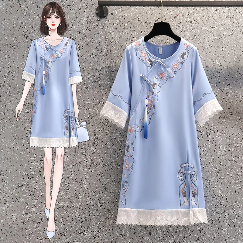 EHQAXIN Summer Women's Cheongsam Dress Classical Lace Stitching Embroidery Plate Button Hanfu With Tassel Ethnic Style L-4XL
EHQAXIN Summer Women's Cheongsam Dress Classical Lace Stitching Embroidery Plate Button Hanfu With Tassel Ethnic Style L-4XL