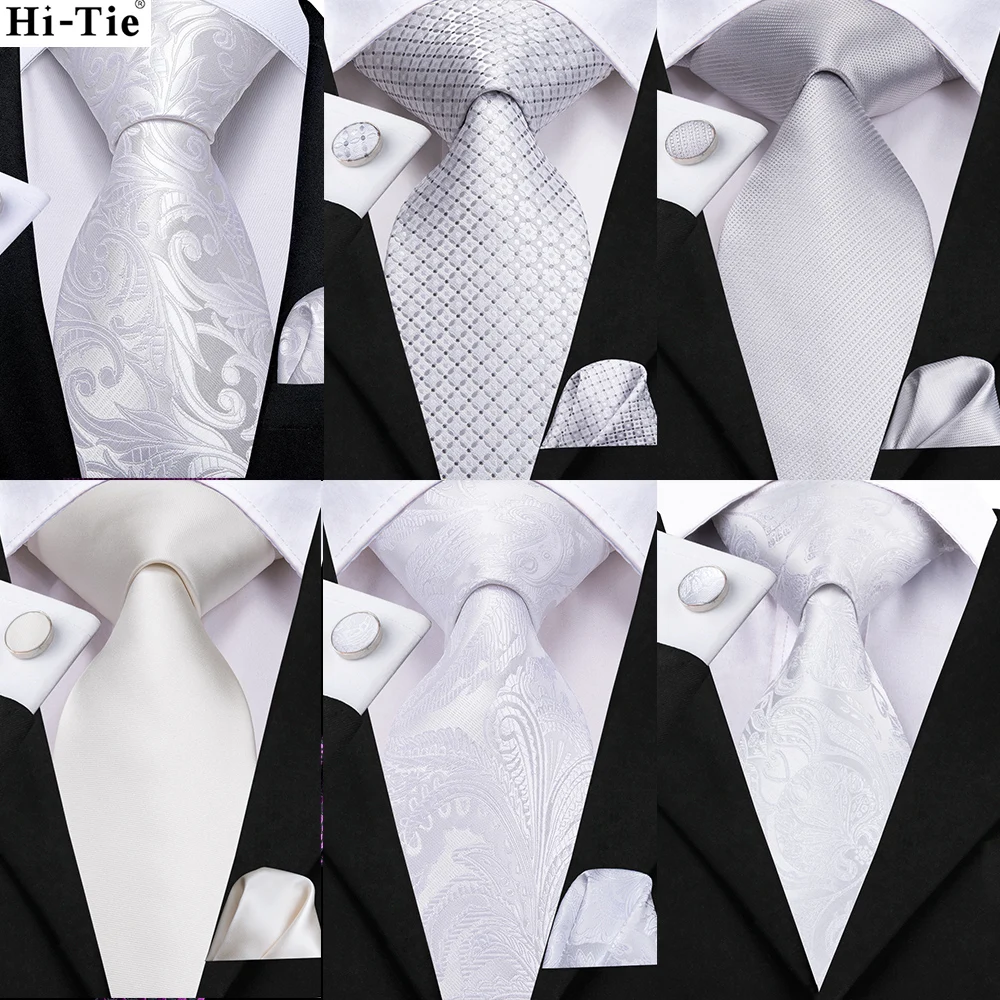 Мужской Шелковый галстук Hi-Tie однотонный Свадебный Подарочный носовой платок
