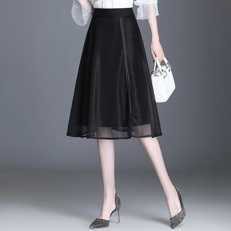 High Waist Gauze Skirt for Women 2021 Summer New Drape Soft Mid Long Dress Korean Bright Diamond A-Line Swing Black Y2k Skirt
High Waist Gauze Skirt for Women 2021 Summer New Drape Soft Mid Long Dress Korean Bright Diamond A-Line Swing Black Y2k Skirt