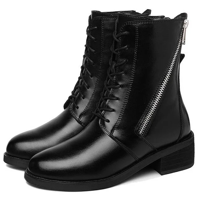 New Fashion Split Leather Mid Calf Boots Womens Shoes Round Toe Thick High Heel British Style Women Motorcycle Boots N0175
New Fashion Split Leather Mid Calf Boots Womens Shoes Round Toe Thick High Heel British Style Women Motorcycle Boots N0175