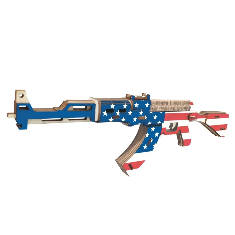XC G020H деревянные игрушки 3D головоломки AK47 пистолет пулемет с флагом монтажный