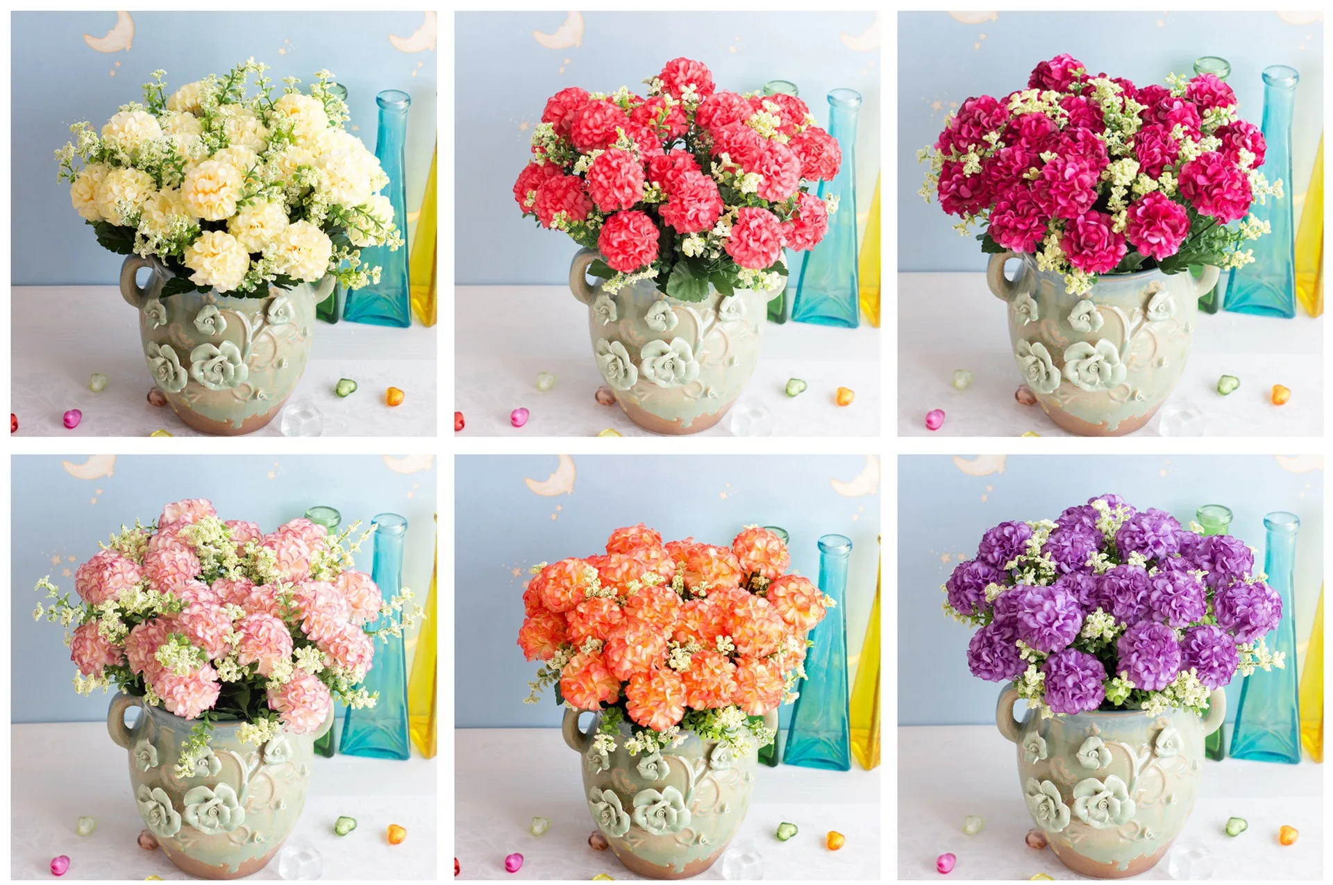New 5 Large Flower Head Artificial Hydrangea Chrysanthemum Ball Fake Silk Flower DIY Home Garden Wedding Party Shop Decoration
New 5 Large Flower Head Artificial Hydrangea Chrysanthemum Ball Fake Silk Flower DIY Home Garden Wedding Party Shop Decoration