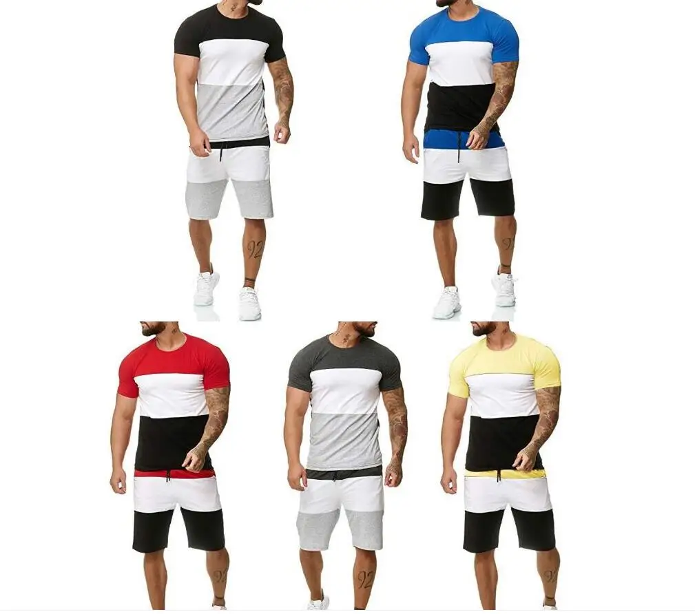Men's Sets Tracksuit 2 Pieces Sets 2021 New Summer Short-Sleeve Patchwork Fitness Sportswear Male Shorts+T Shirt Suits Plus 3XL
Men's Sets Tracksuit 2 Pieces Sets 2021 New Summer Short-Sleeve Patchwork Fitness Sportswear Male Shorts+T Shirt Suits Plus 3XL