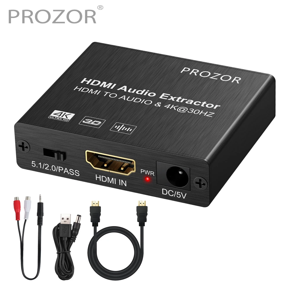 PROZOR HDMI-совместимый аудио экстрактор HDMI-совместим с оптическим Spdif Toslink RCA 3,5 мм стерео аудио поддержка 4K @ 30hz 3D 1080P
PROZOR HDMI-совместимый аудио экстрактор HDMI-совместим с оптическим Spdif Toslink RCA 3,5 мм стерео аудио поддержка 4K @ 30hz 3D 1080P