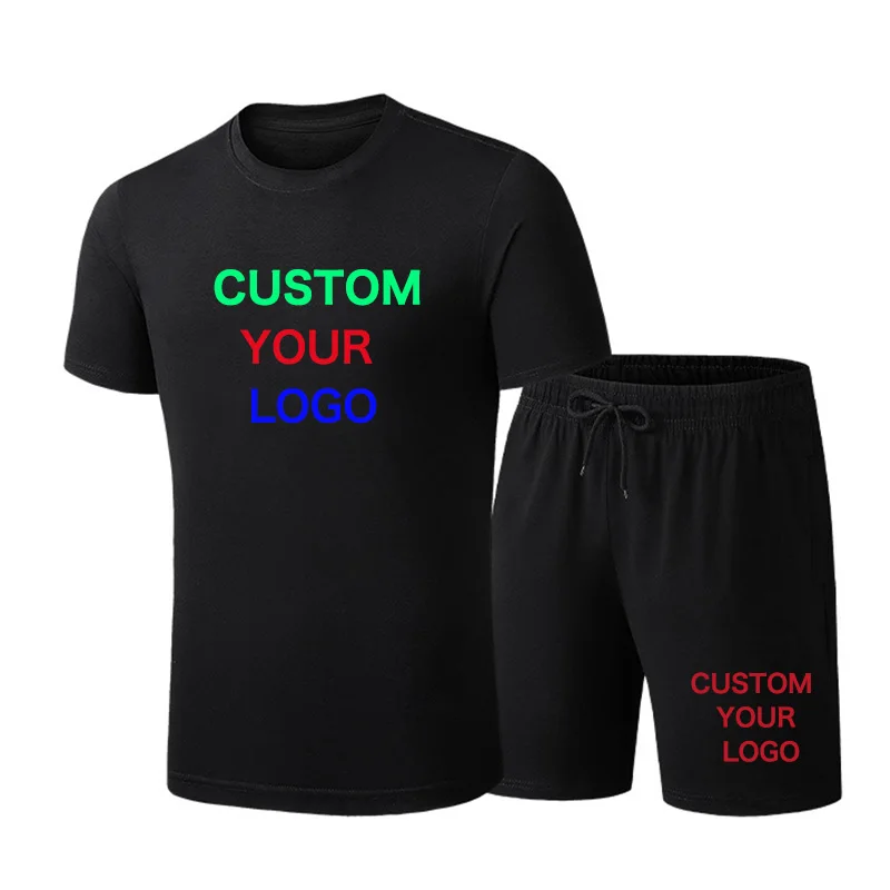 Мужской комплект с логотипом бренда на заказ футболка коротким рукавом и принтом