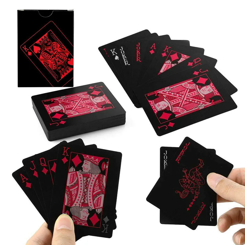 54 Pcs Waterproof PVC Playing Card Set Cool Black Classic Poker Solitaire Tool Playing Cards Entertainment Waterproof Cards
54 Pcs Waterproof PVC Playing Card Set Cool Black Classic Poker Solitaire Tool Playing Cards Entertainment Waterproof Cards