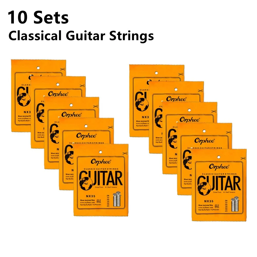 10Set Orphee Classical Guitar Strings Silver Plated Wire Nylon String 28-45 Gauge NX35 Nylon P100 Guitar Strings Accessories
10Set Orphee Classical Guitar Strings Silver Plated Wire Nylon String 28-45 Gauge NX35 Nylon P100 Guitar Strings Accessories
